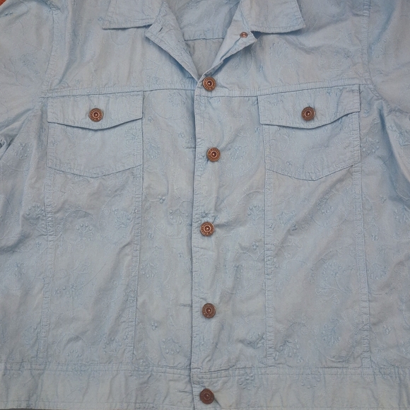 Christopher & Banks Woman's Size Large Light Teal Blue Cotton Jacket - Picture 4 of 7